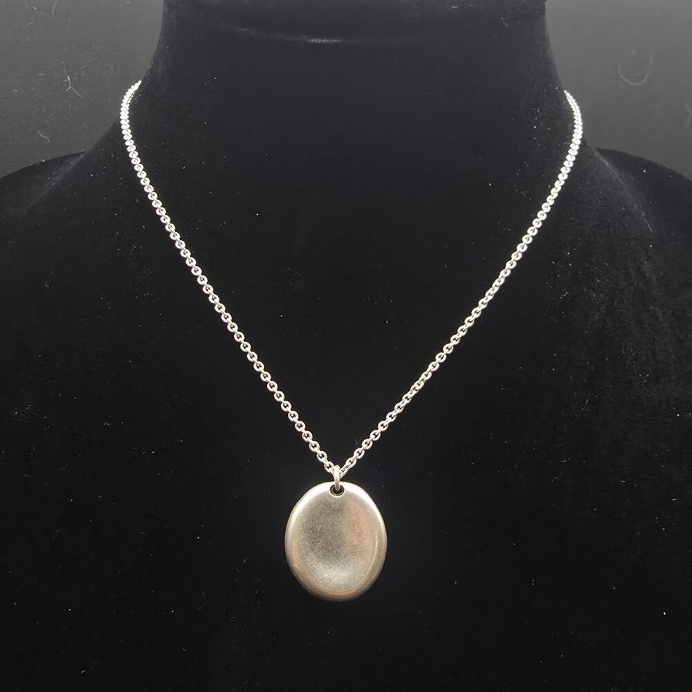 American Eagle Silver Tone Pendant Necklace Oval